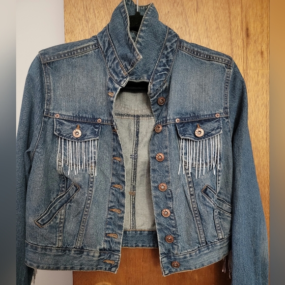 Fringe Rhinestone Jean Jacket - Picture 5 of 5